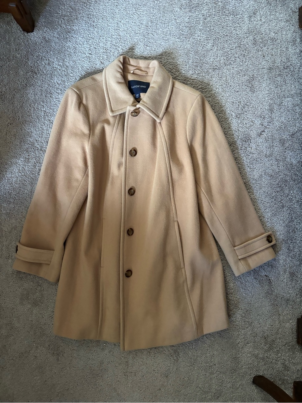 Lands' End Women’s Camel Wool Button Coat